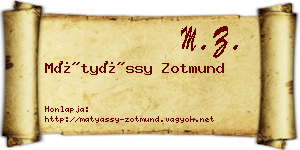 Mátyássy Zotmund névjegykártya